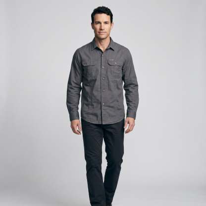 Men's Lightweight Long-Sleeve Outdoor Shirt – Durable Cotton Design
