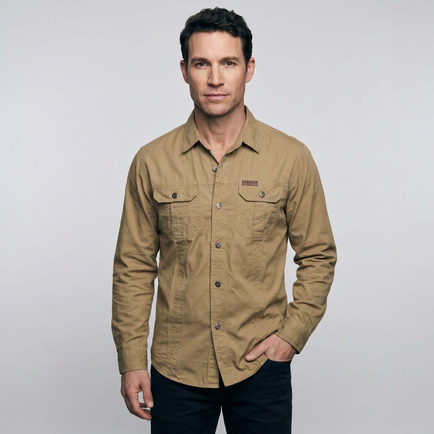 Men's Lightweight Long-Sleeve Outdoor Shirt – Durable Cotton Design
