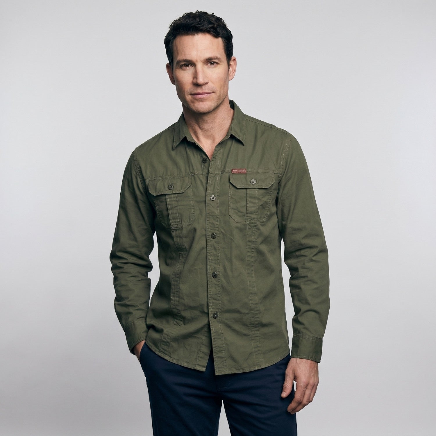 Men's Lightweight Long-Sleeve Outdoor Shirt – Durable Cotton Design