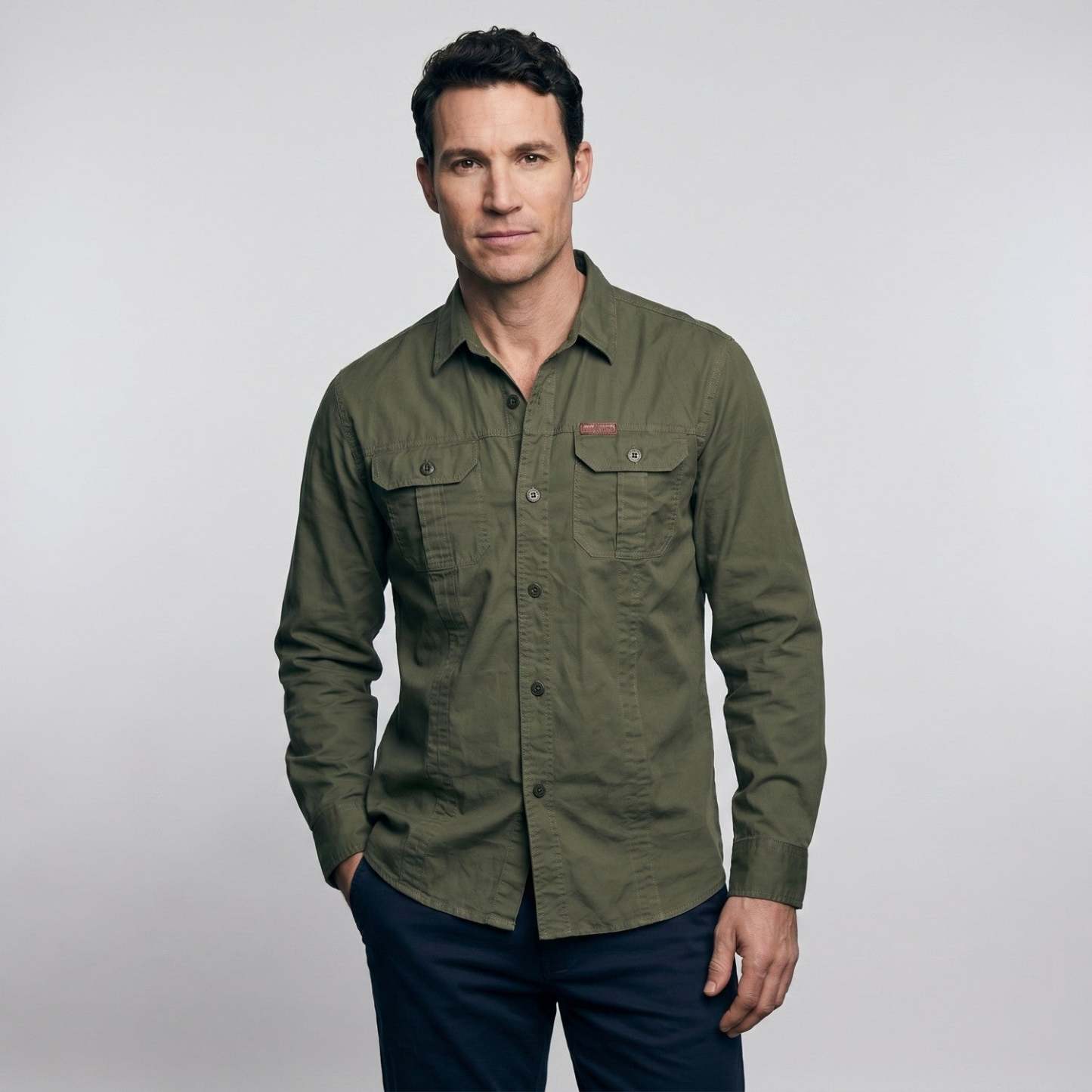 Men's Lightweight Long-Sleeve Outdoor Shirt – Durable Cotton Design