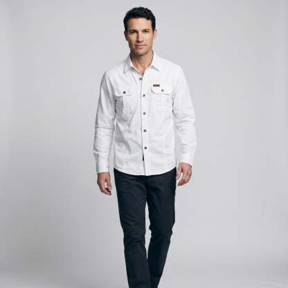 Men's Lightweight Long-Sleeve Outdoor Shirt – Durable Cotton Design