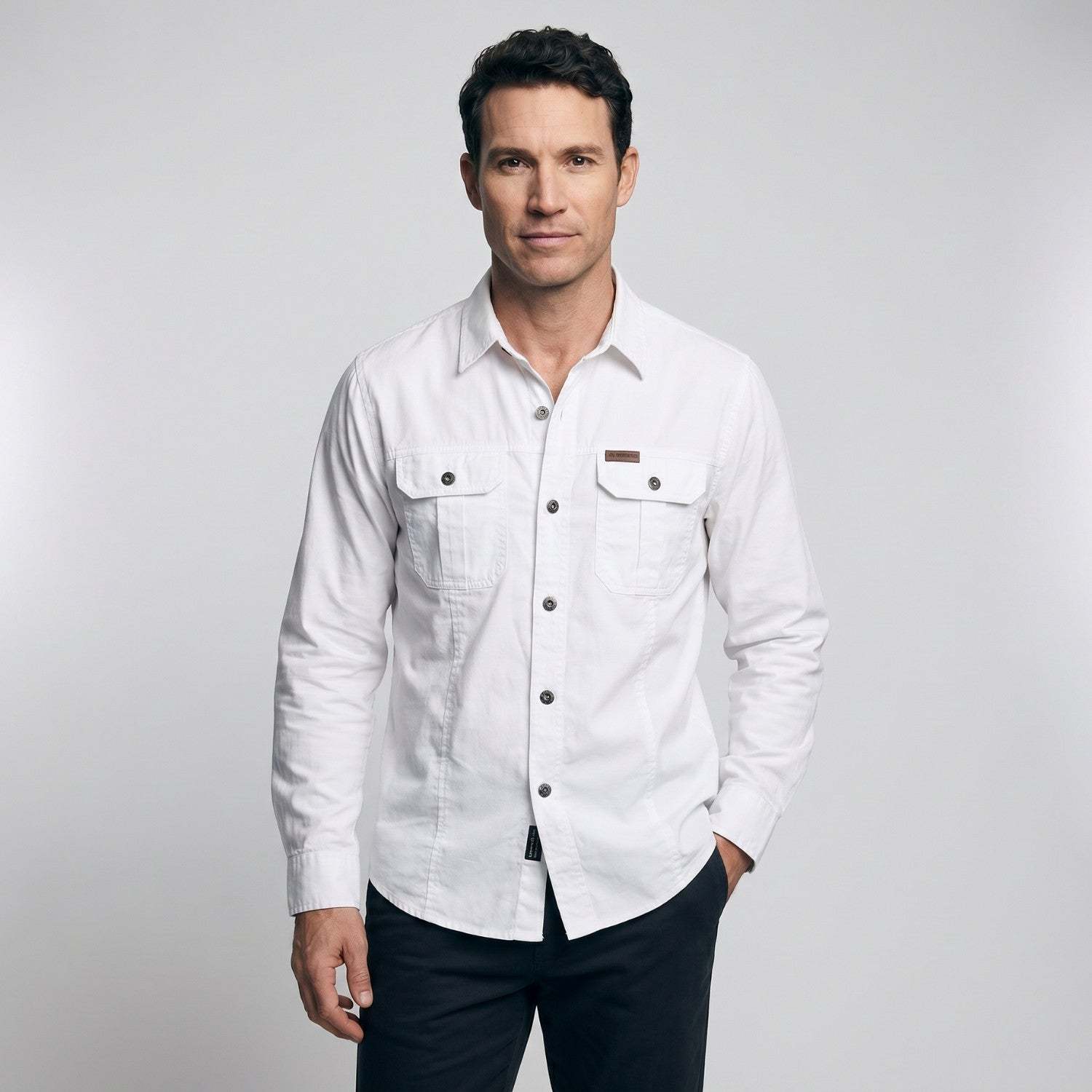 Men's Lightweight Long-Sleeve Outdoor Shirt – Durable Cotton Design