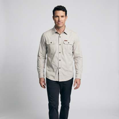 Men's Lightweight Long-Sleeve Outdoor Shirt – Durable Cotton Design