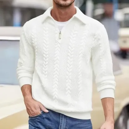 Men's Fall Winter Outfits Knitted Polo Neck Long Sleeve Sweatshirt for Daliy Wear