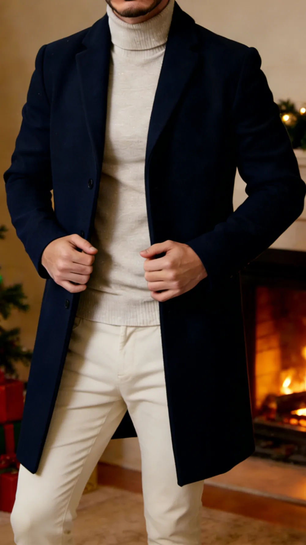 2026 New year Sale!Men's Single Row Buckle Solid Color Jacket