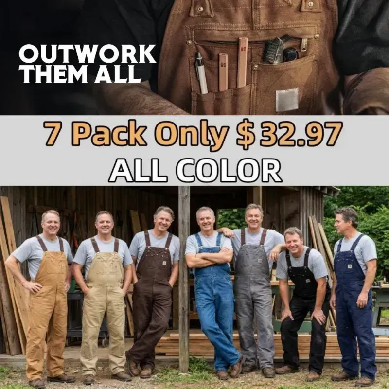 🔥Last Day Promotion!Men's Denim Bib Overalls, Workwear with Adjustable Straps and Convenient Tool Pockets