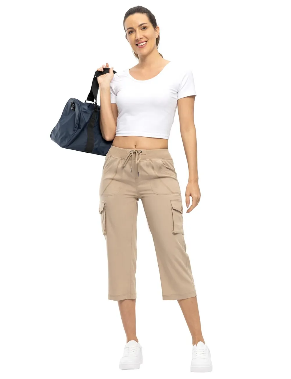 Women’s Loose Fit Lightweight Capri Cargo Pants – Casual 3/4 Trousers with 6 Pockets