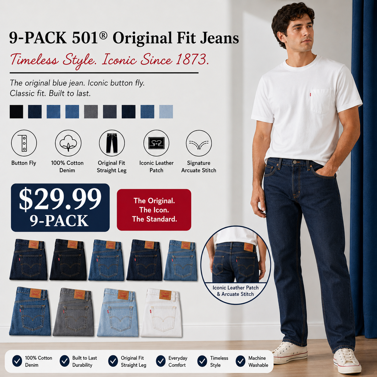 9-PACK Fit Classic Jeans