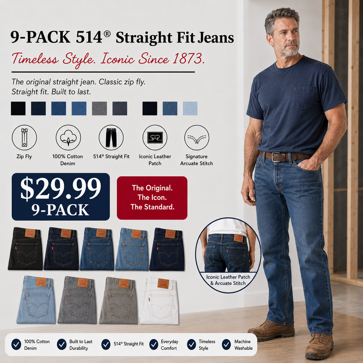 9-PACK Fit Classic Jeans