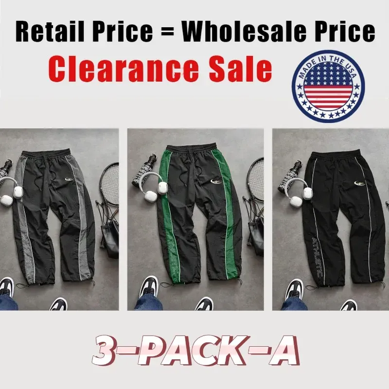 Men's Casual Sporty Long Pants, Loose Fit Drawstring Cuff
