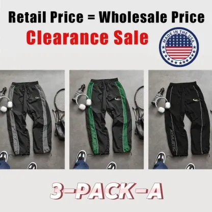 Men's Casual Sporty Long Pants, Loose Fit Drawstring Cuff