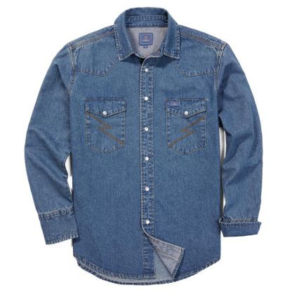🔥HOT-SALE 🔥Men's Long Sleeve Stone-Washed and Pre-Washed Denim Work Shirt