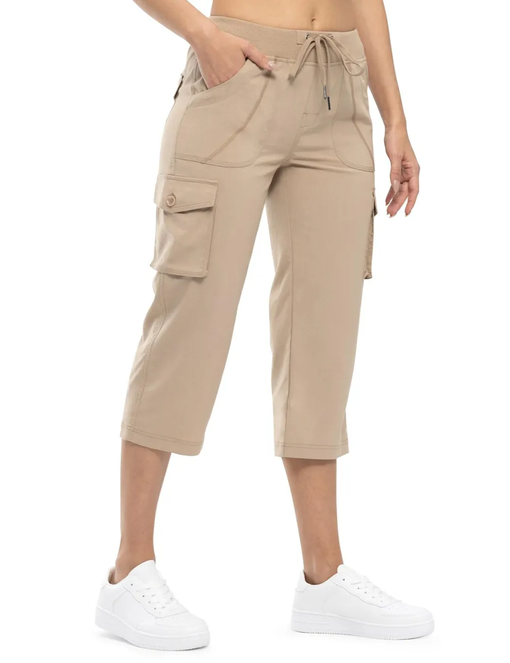 Women’s Loose Fit Lightweight Capri Cargo Pants – Casual 3/4 Trousers with 6 Pockets