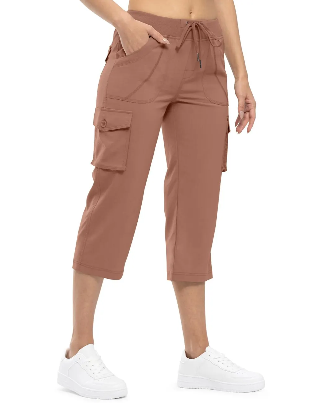 Women’s Loose Fit Lightweight Capri Cargo Pants – Casual 3/4 Trousers with 6 Pockets