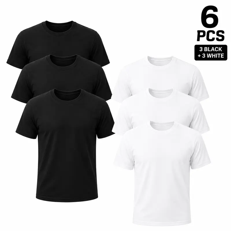 ❤️DEALS FOR YOU❤️12-Pack $29.95The more you buy,the lower the price. Stock up Men's Black Crew Neck T-Shirt,Short Sleeve