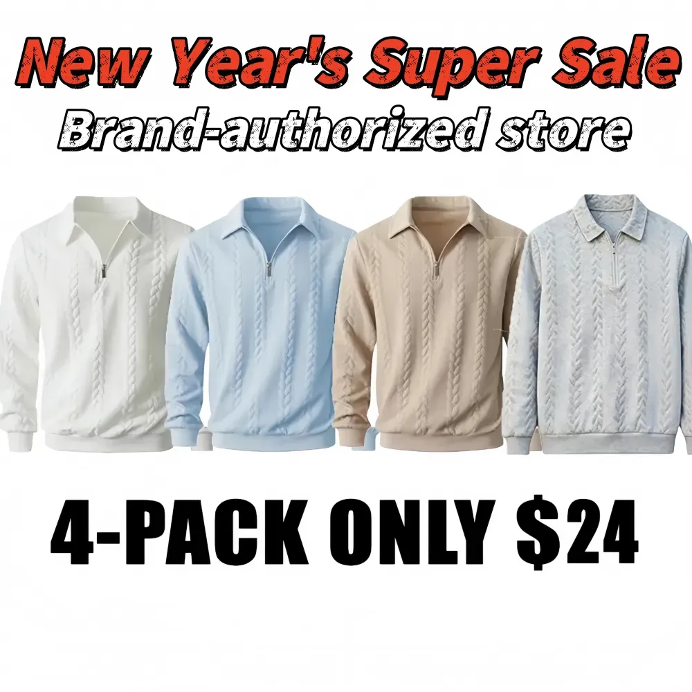 Men's Fall Winter Outfits Knitted Polo Neck Long Sleeve Sweatshirt for Daliy Wear