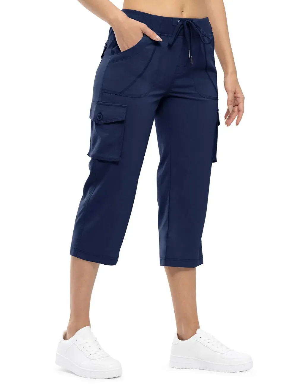 Women’s Loose Fit Lightweight Capri Cargo Pants – Casual 3/4 Trousers with 6 Pockets