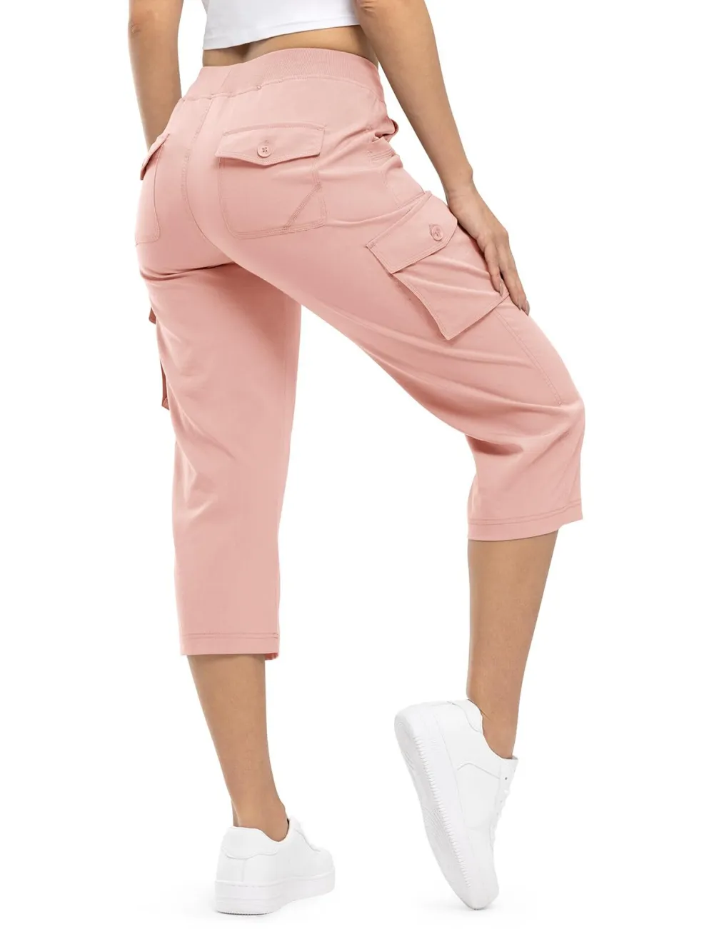 Women’s Loose Fit Lightweight Capri Cargo Pants – Casual 3/4 Trousers with 6 Pockets