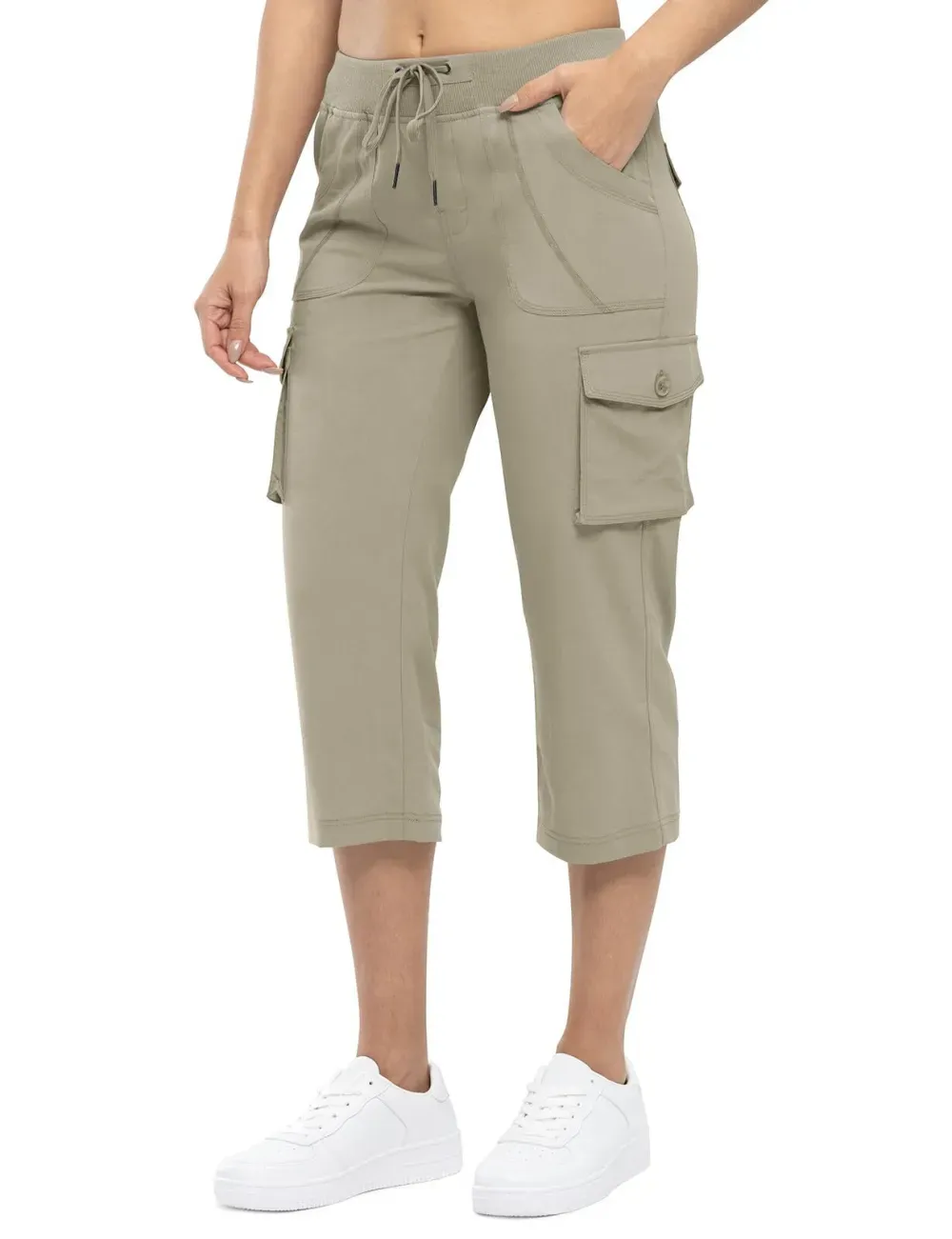 Women’s Loose Fit Lightweight Capri Cargo Pants – Casual 3/4 Trousers with 6 Pockets