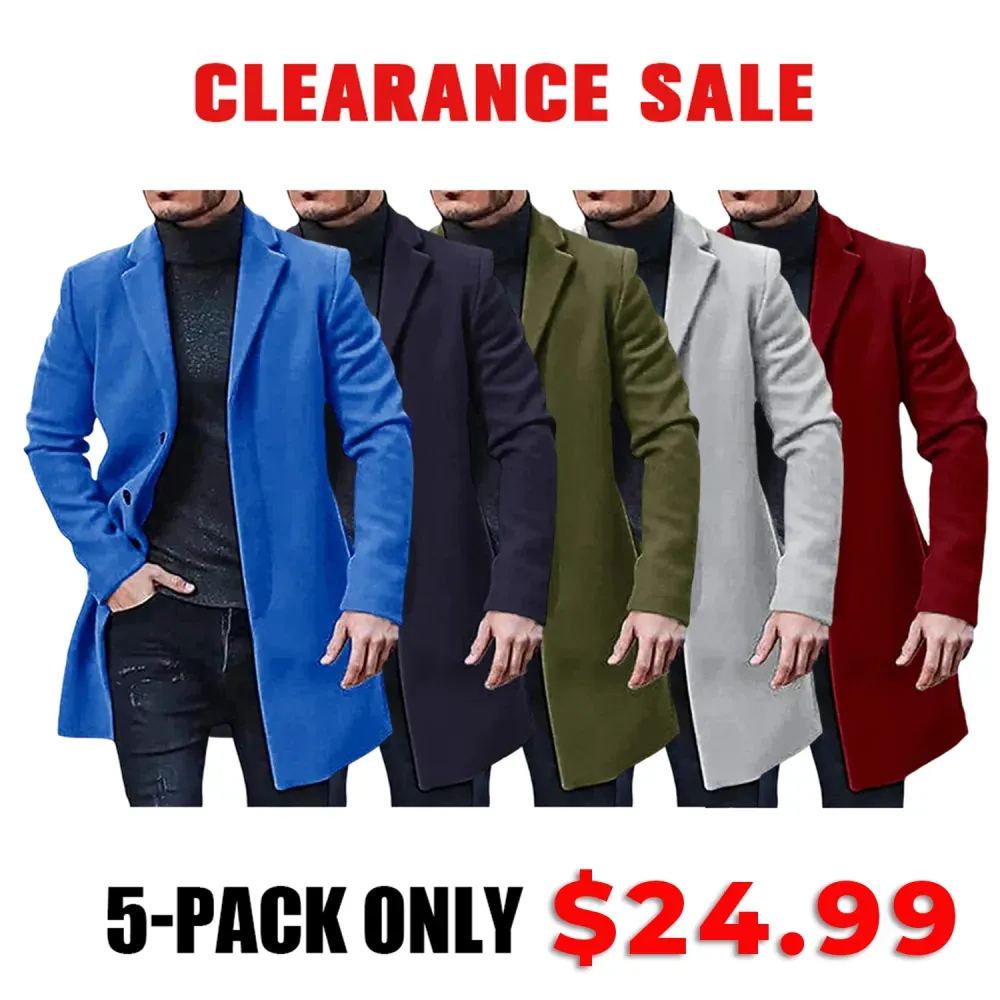 2026 New year Sale!Men's Single Row Buckle Solid Color Jacket