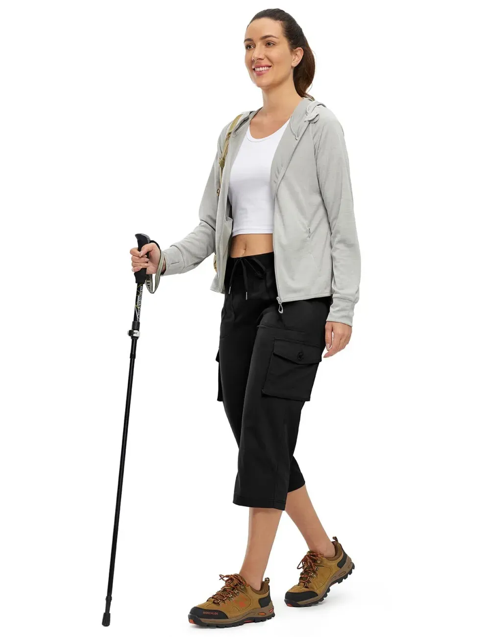 Women’s Loose Fit Lightweight Capri Cargo Pants – Casual 3/4 Trousers with 6 Pockets