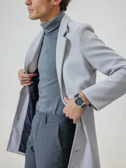 2026 New year Sale!Men's Single Row Buckle Solid Color Jacket