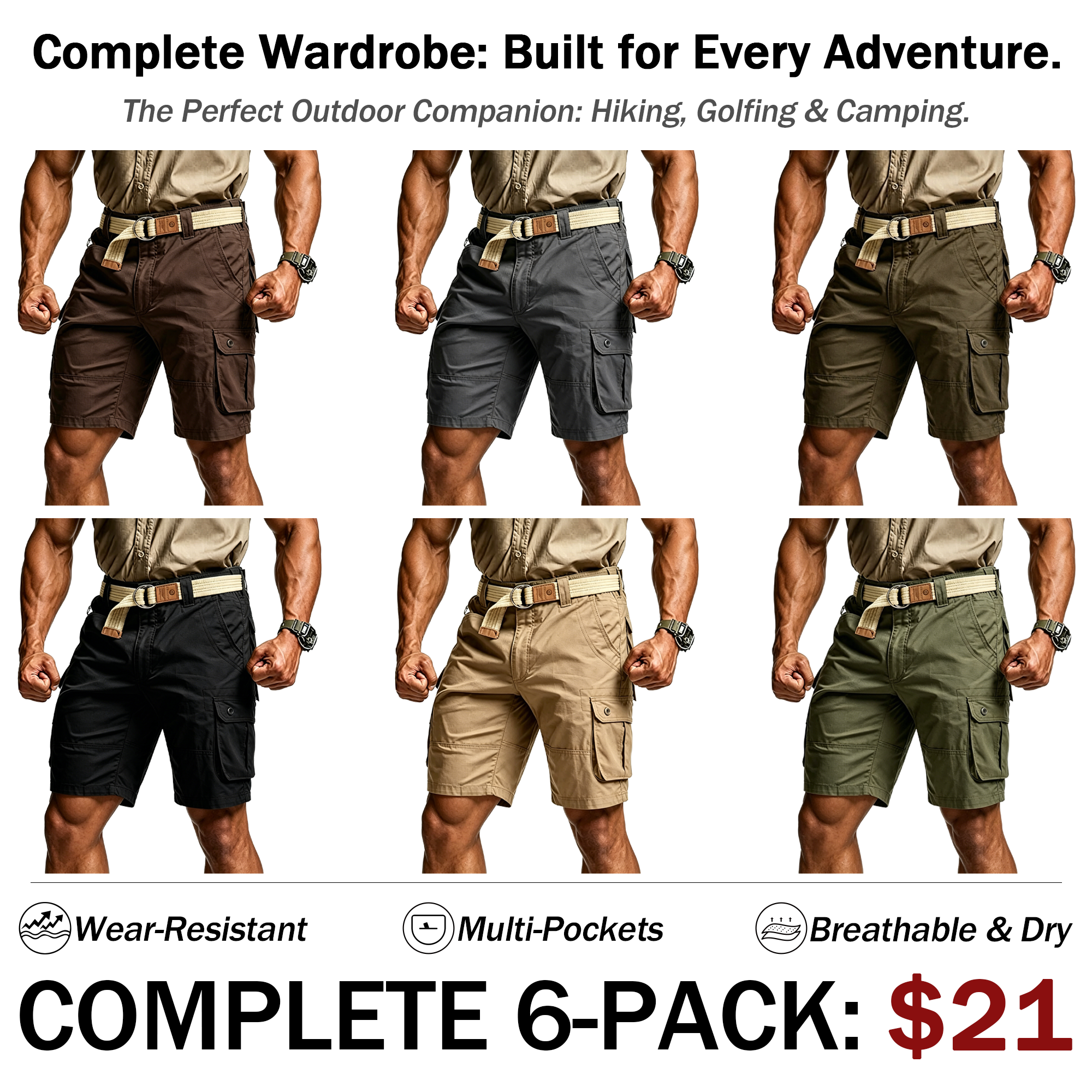 Men's Tactical Cargo Shorts with Multifunctional Pockets