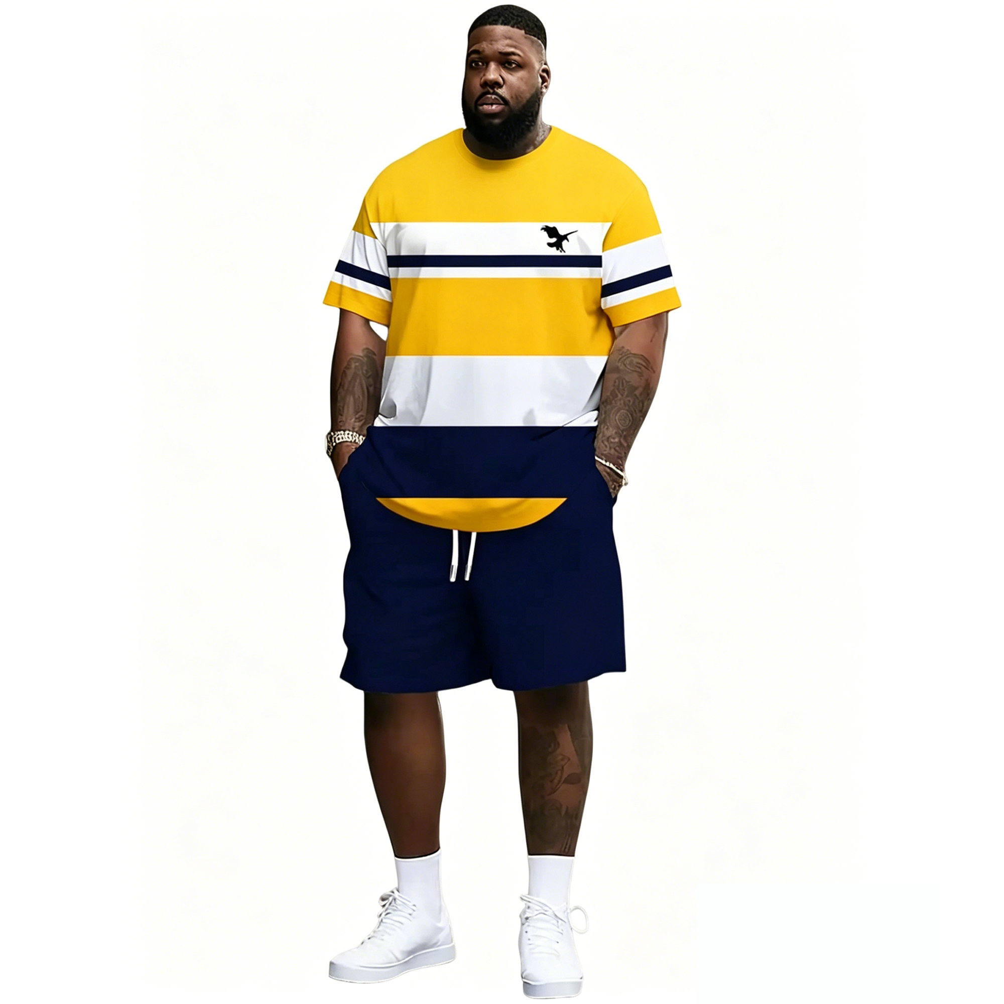 Men's Summer 2-Piece Set – Ultra-Breathable 3D Print Tee & Shorts, All-Day Comfort