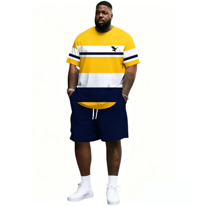 Men's Summer 2-Piece Set – Ultra-Breathable 3D Print Tee & Shorts, All-Day Comfort
