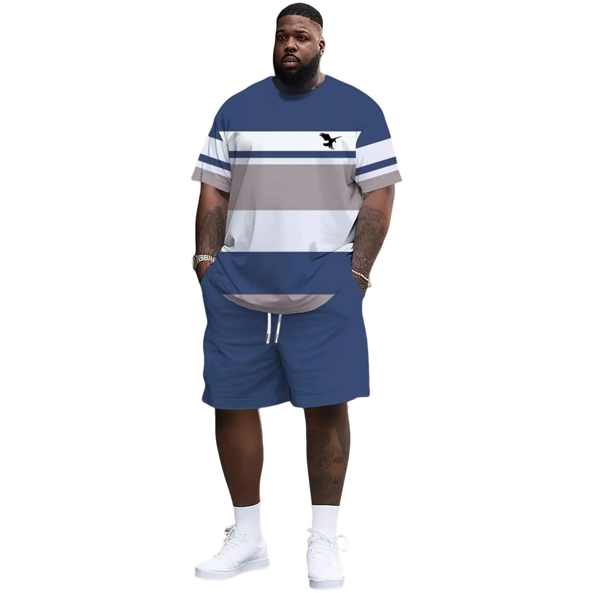 Men's Summer 2-Piece Set – Ultra-Breathable 3D Print Tee & Shorts, All-Day Comfort