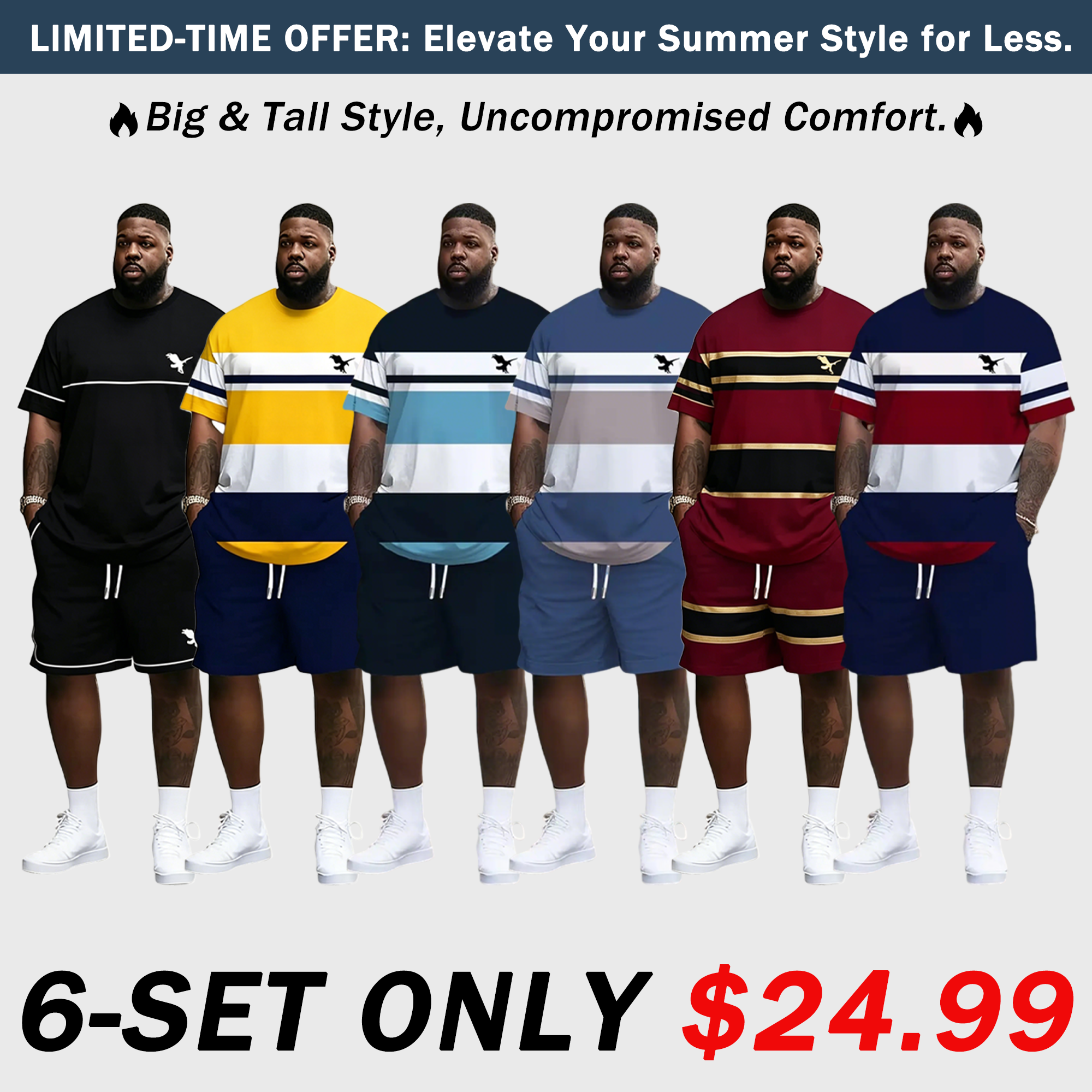 Men's Summer 2-Piece Set – Ultra-Breathable 3D Print Tee & Shorts, All-Day Comfort