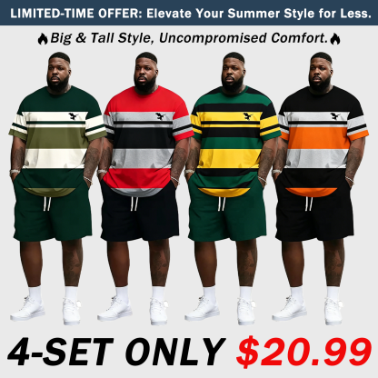 Men's Summer 2-Piece Set – Ultra-Breathable 3D Print Tee & Shorts, All-Day Comfort