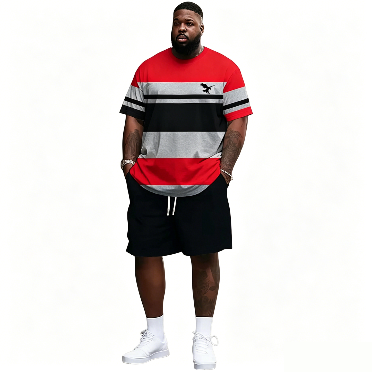 Men's Summer 2-Piece Set – Ultra-Breathable 3D Print Tee & Shorts, All-Day Comfort
