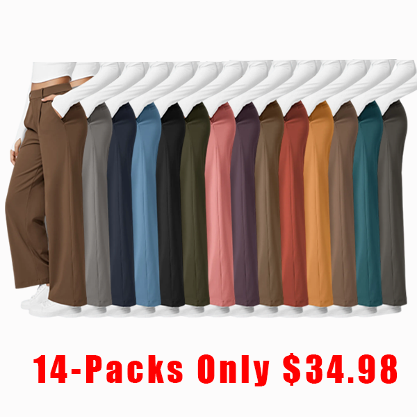 High-waisted Straight Leg Work Pants with Pockets