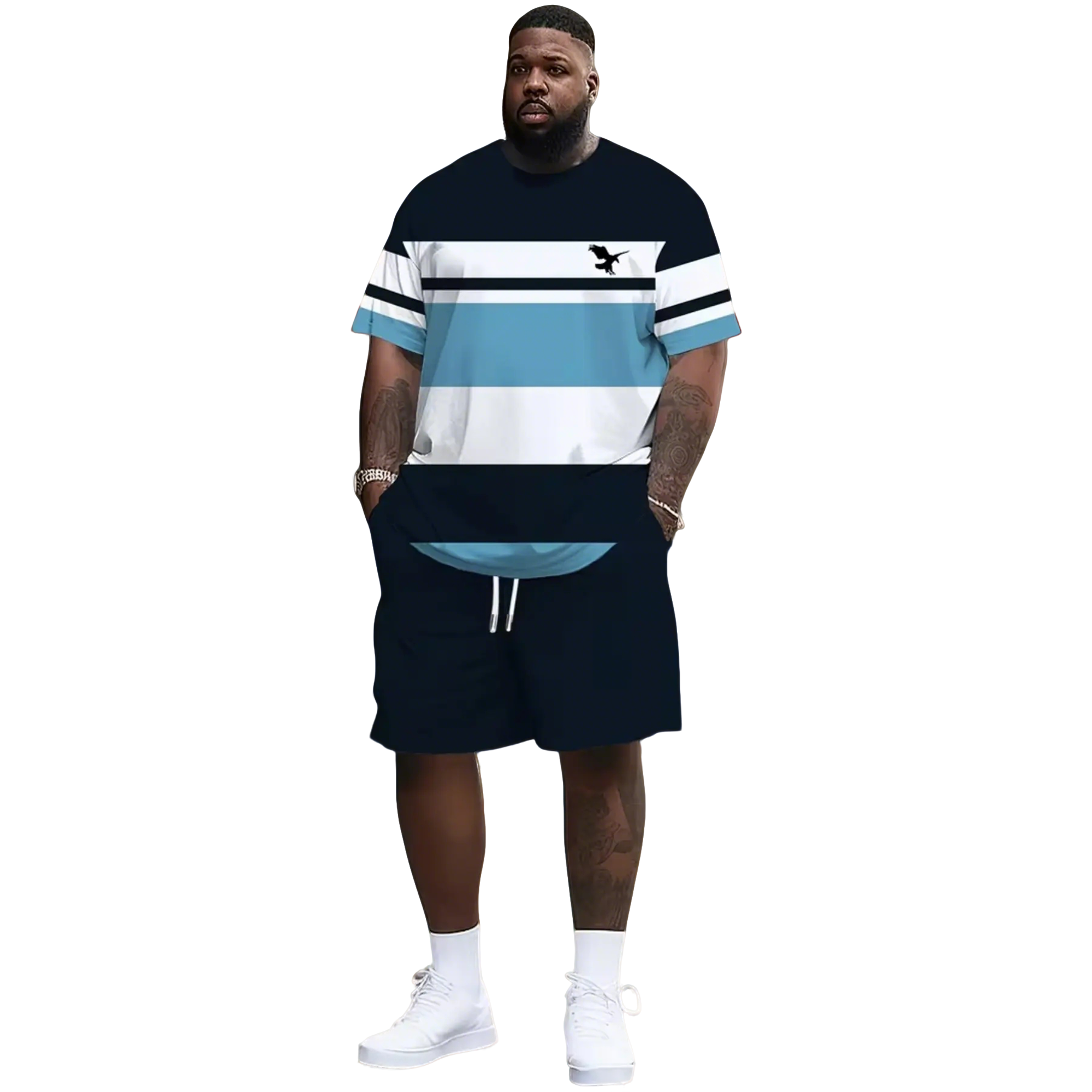 Men's Summer 2-Piece Set – Ultra-Breathable 3D Print Tee & Shorts, All-Day Comfort