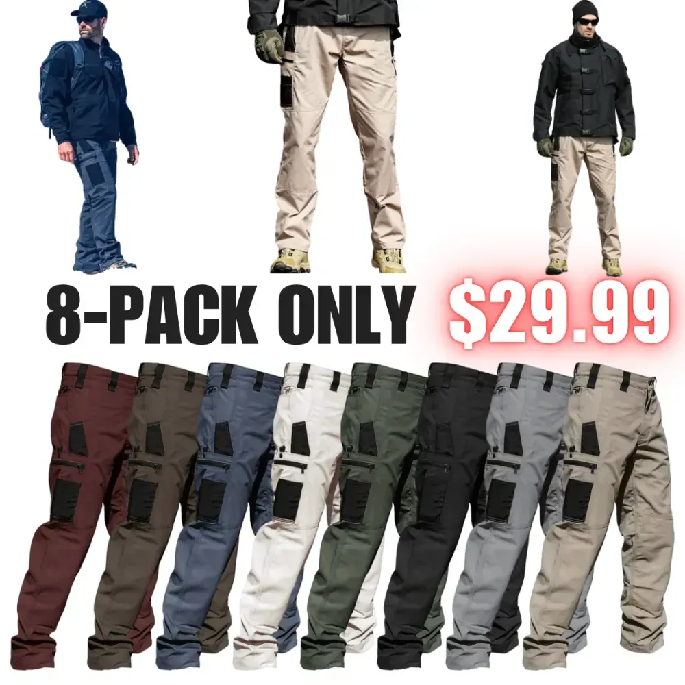 🔥8-Pack Only $29.99(All colors)🔥Men's 8-Pack Unisex 10-Pocket Heavy Duty zipper waterproof tactical Work Pants