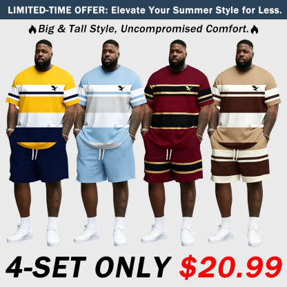 Men's Summer 2-Piece Set – Ultra-Breathable 3D Print Tee & Shorts, All-Day Comfort