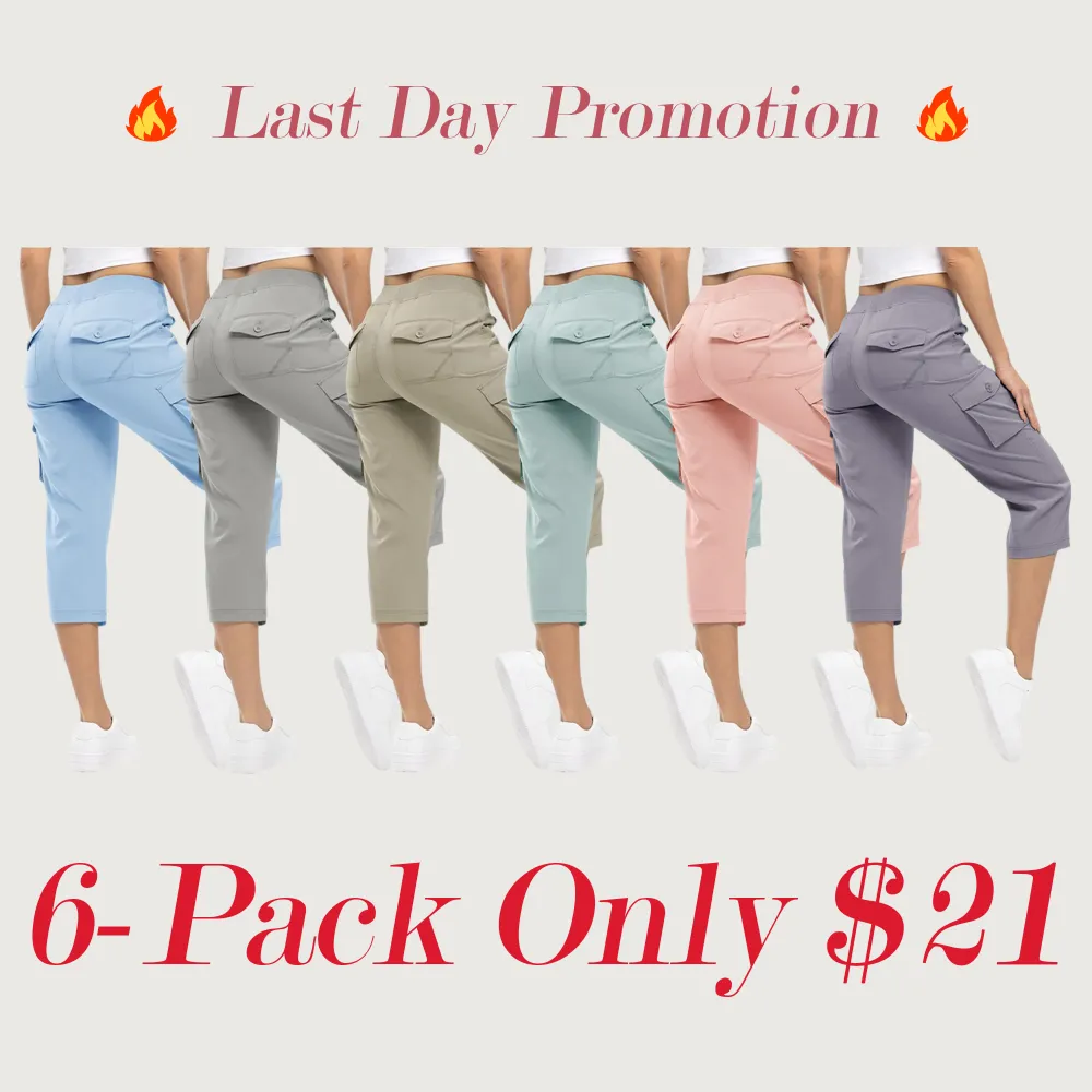 🔥8-Pack Women's Lightweight Cargo Capris – Multi-Pocket Casual Capris (All Colors)