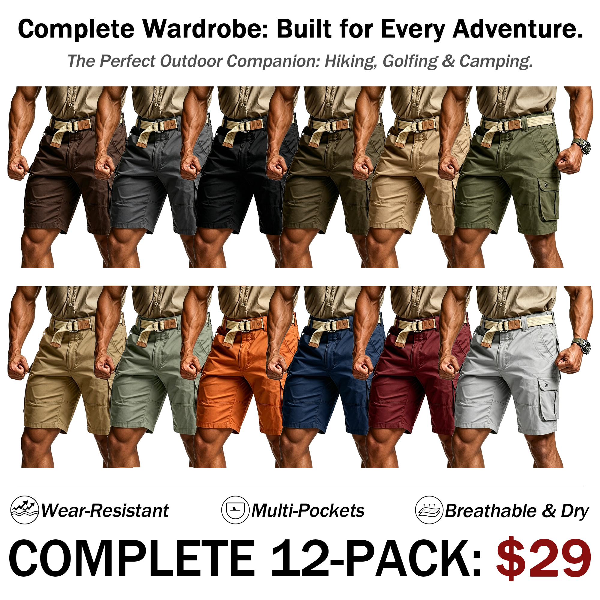 Men's Tactical Cargo Shorts with Multifunctional Pockets