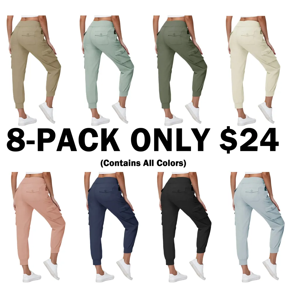 🔥8-Pack Women's Lightweight Cargo Capris – Multi-Pocket Casual Capris (All Colors)