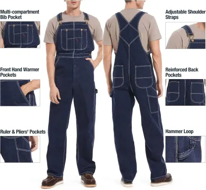 🔥Men's 4-Pack Flex Denim Bib Overalls — Adjustable & Utility Ready