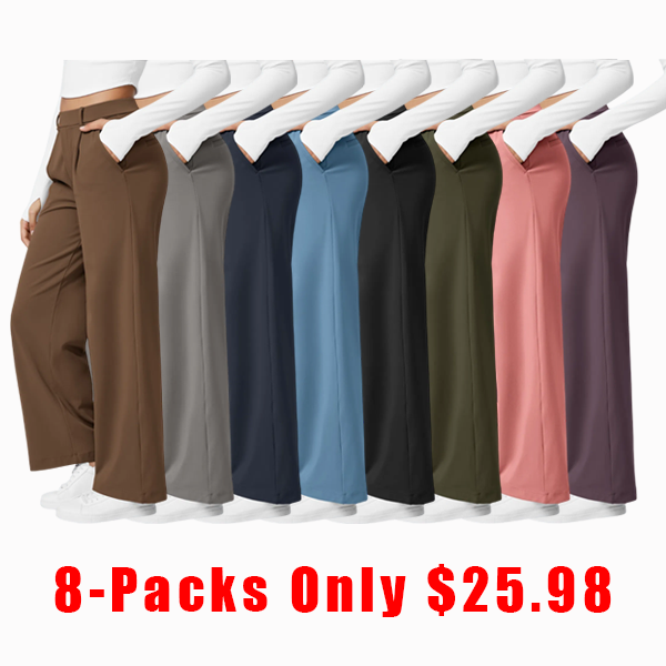 High-waisted Straight Leg Work Pants with Pockets