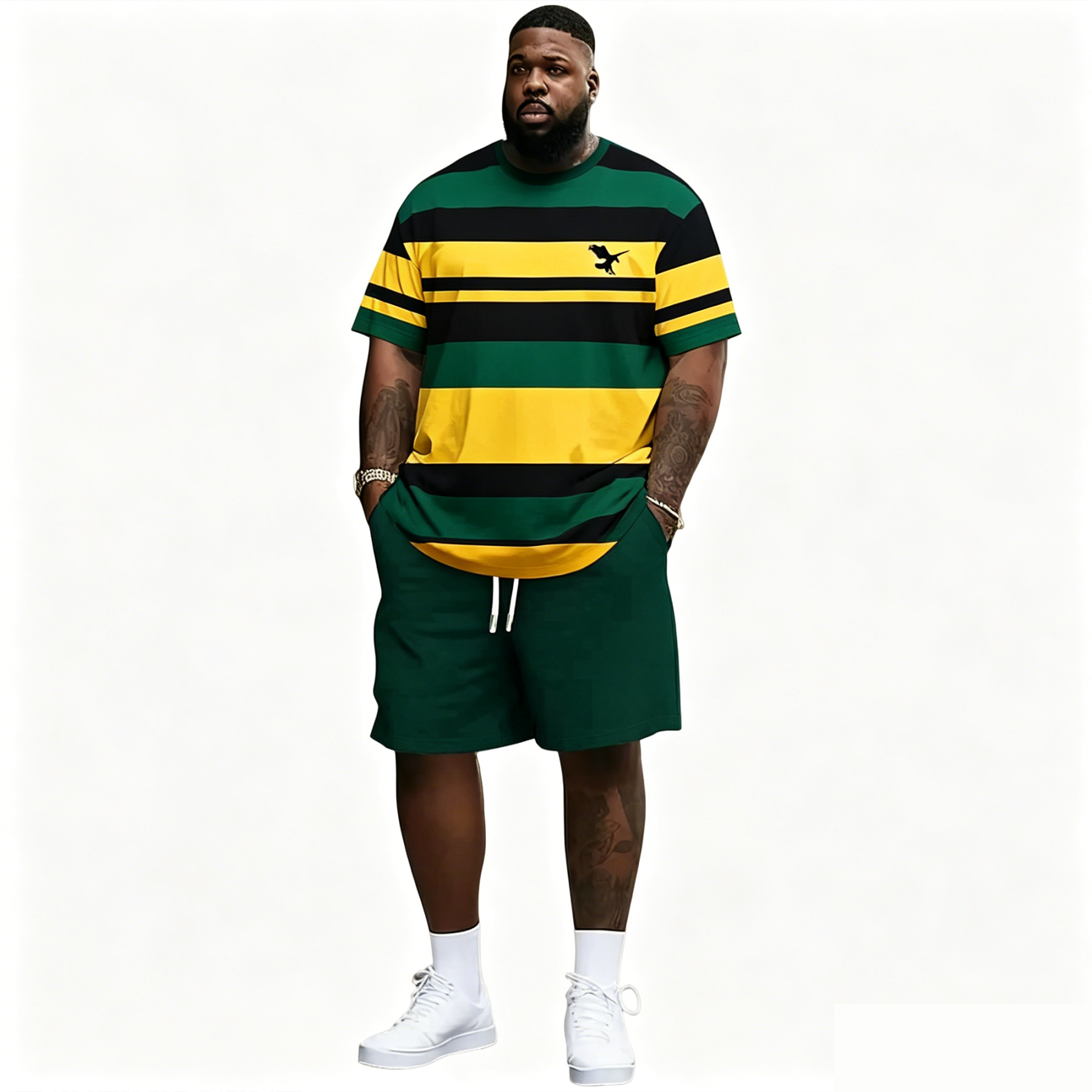 Men's Summer 2-Piece Set – Ultra-Breathable 3D Print Tee & Shorts, All-Day Comfort