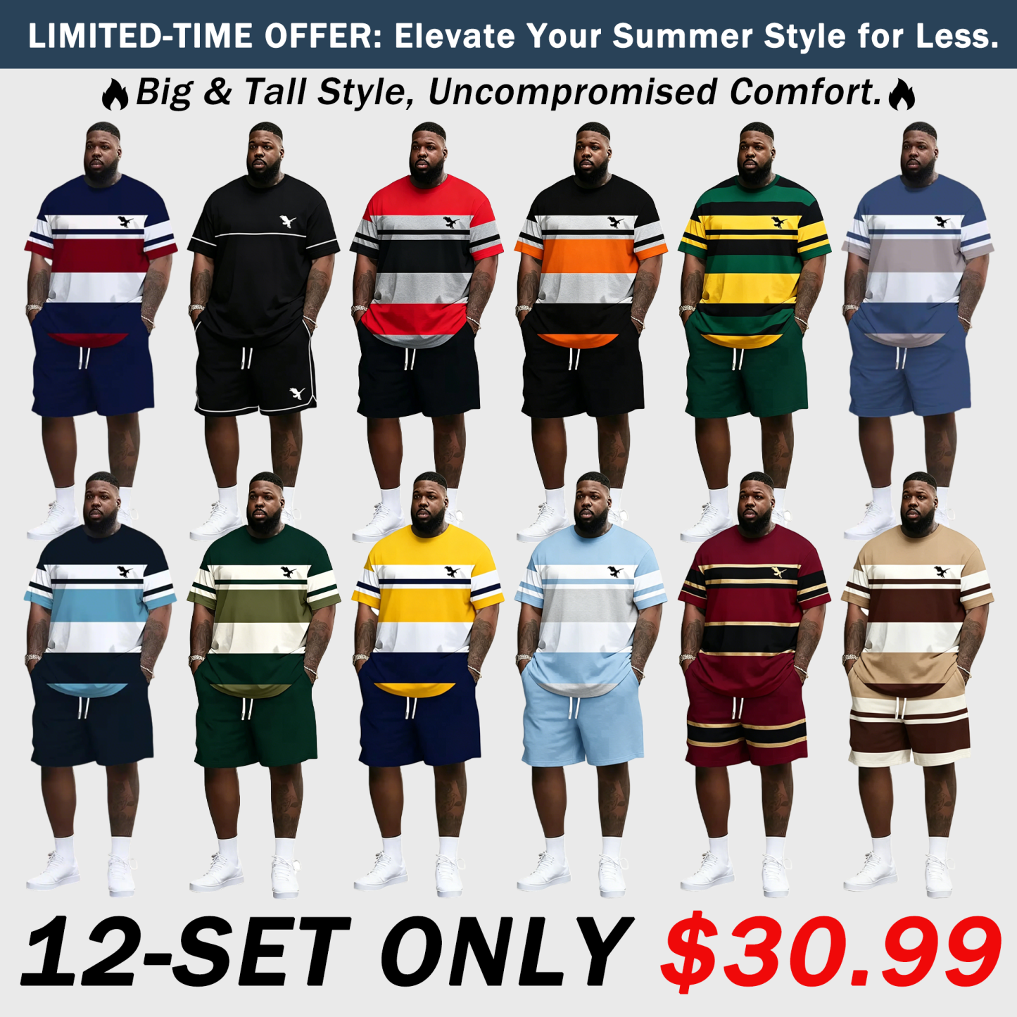 Men's Summer 2-Piece Set – Ultra-Breathable 3D Print Tee & Shorts, All-Day Comfort