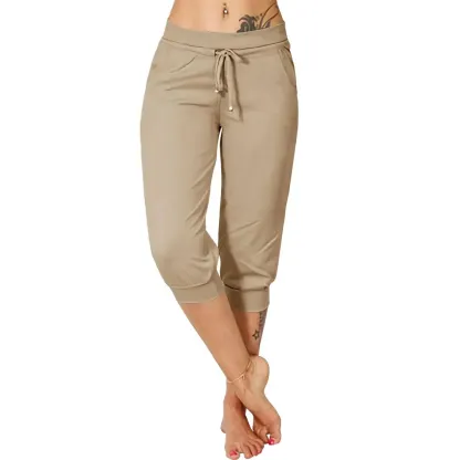 ⚡Final Clearance🔥[XS-4XL]Women's Plain Drawstring Waist Capris Pants