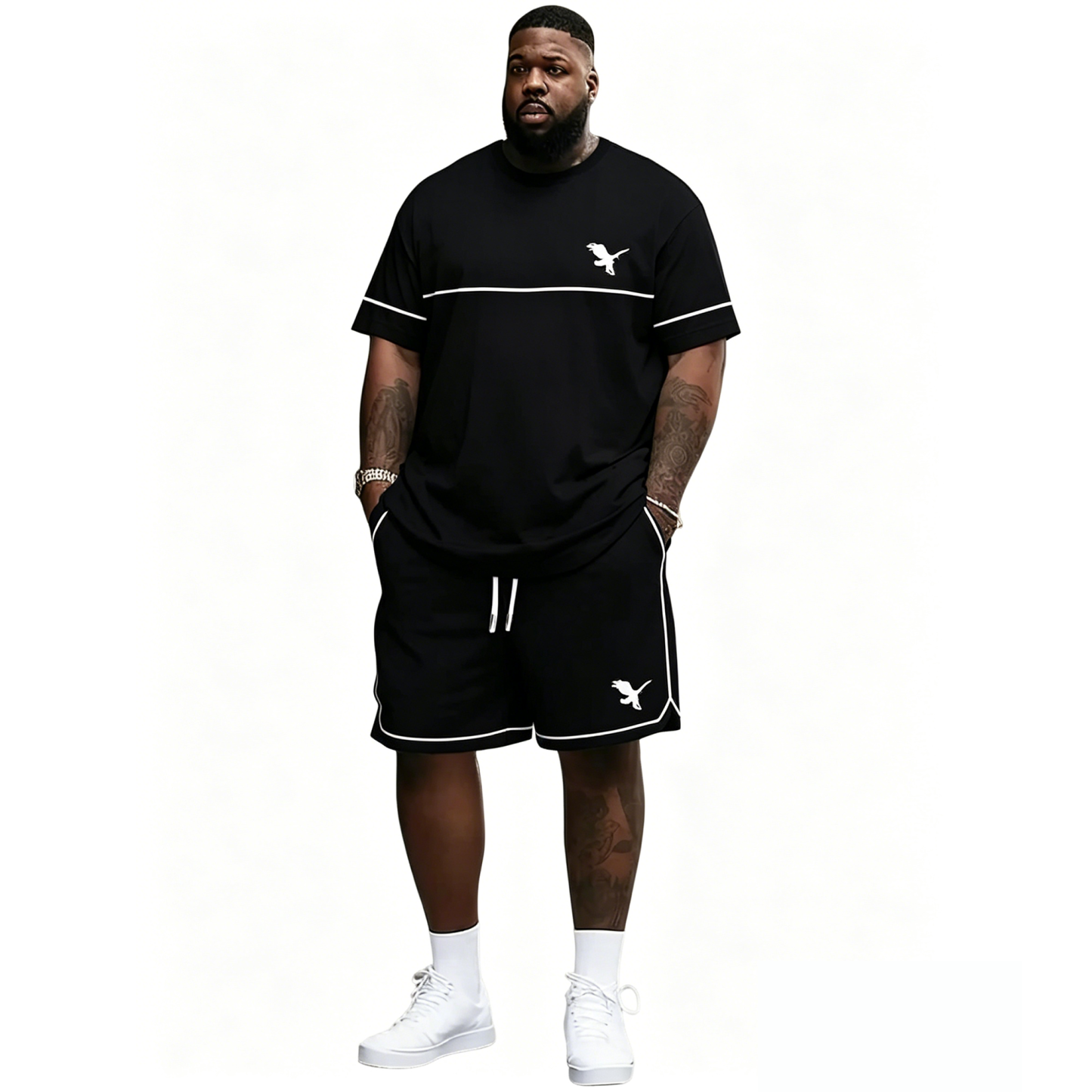 Men's Summer 2-Piece Set – Ultra-Breathable 3D Print Tee & Shorts, All-Day Comfort