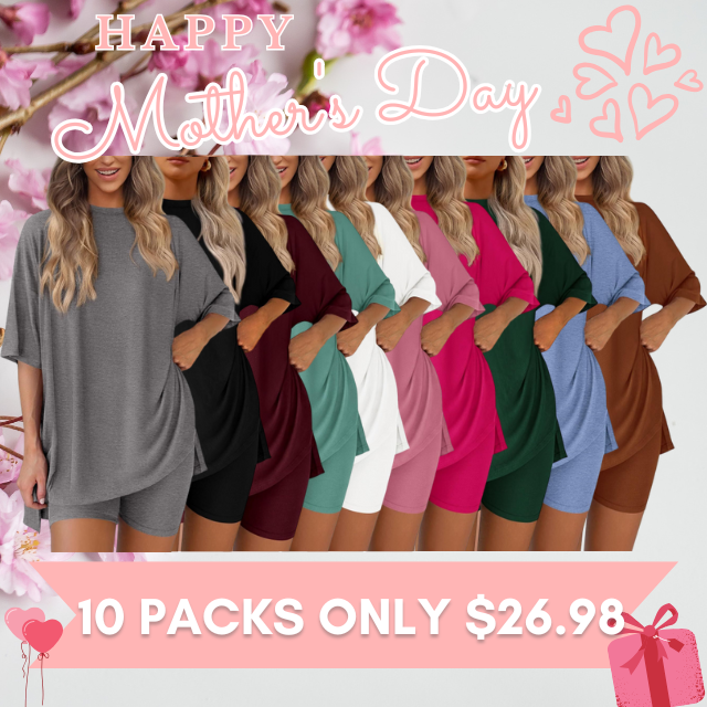 Special Sale❤️Women's Two Piece Lounge Set 2026 Summer Casual Oversized Shirts  Biker Shorts Matching Airport Travel Outfit