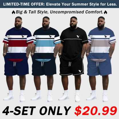 Men's Summer 2-Piece Set – Ultra-Breathable 3D Print Tee & Shorts, All-Day Comfort