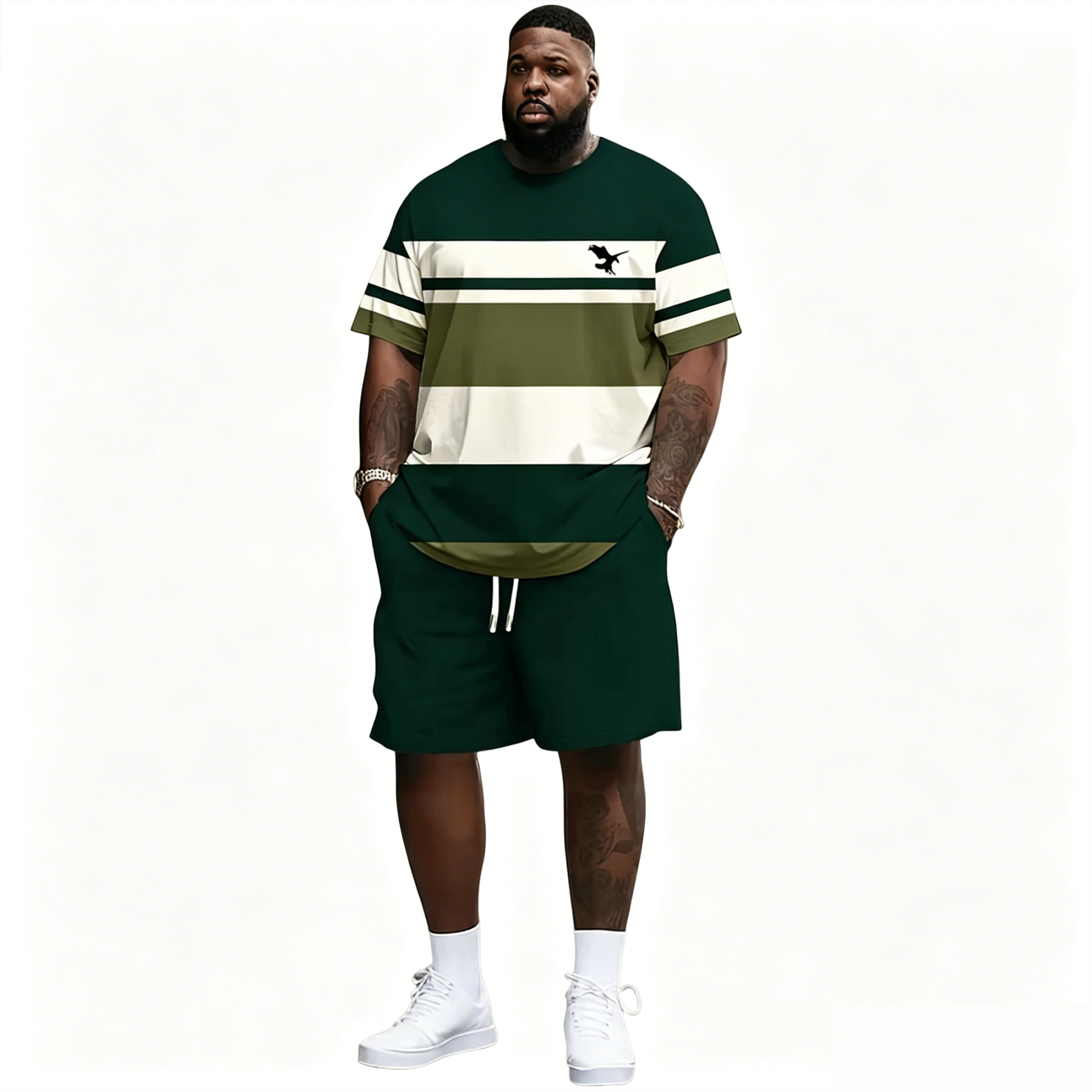 Men's Summer 2-Piece Set – Ultra-Breathable 3D Print Tee & Shorts, All-Day Comfort