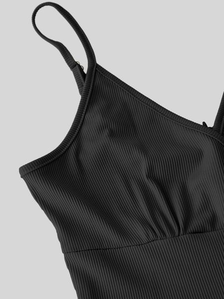 Women's Solid Color Lace Tee & Pocket Jumpsuit Two-piece Set, Elegant Fashion Casual Zipper Back Cami Jumpsuit & Long Sleeve Top for Daily Outdoor Wear, Women's Clothing for Spring & Fall